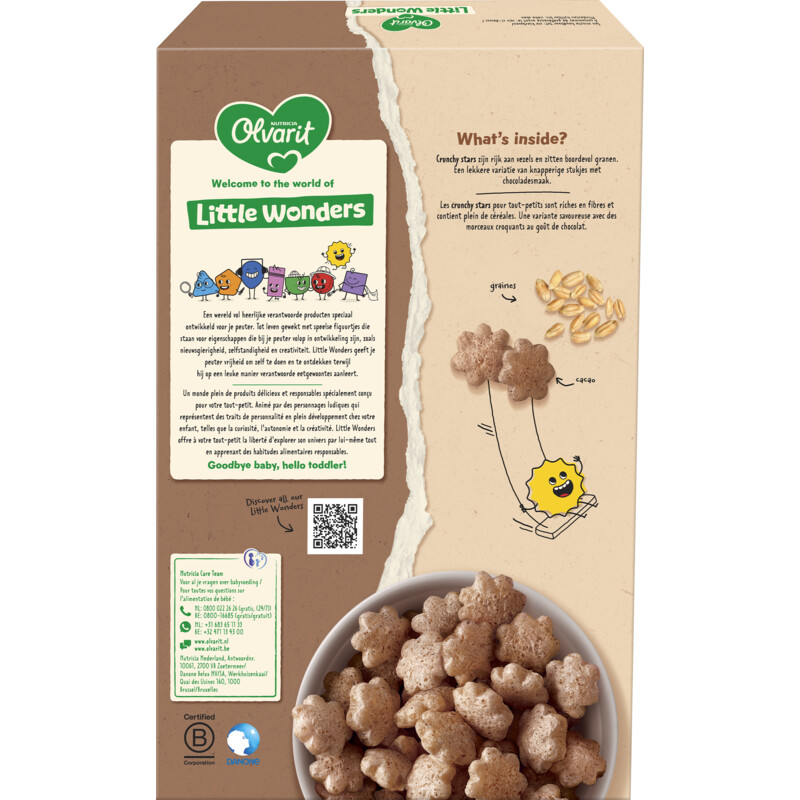 Olvarit Peuter crunchies cacao 15m+