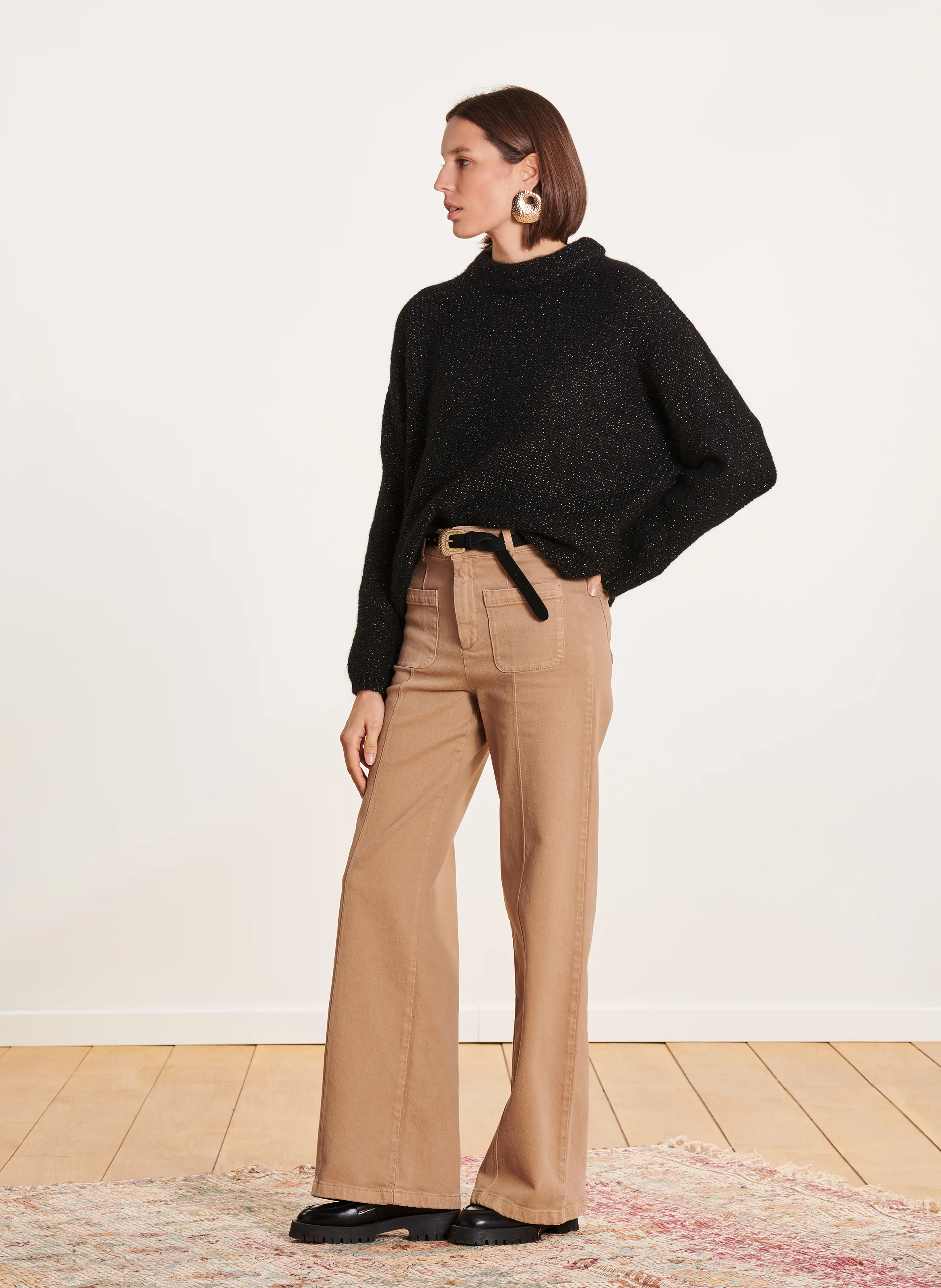 Pull oversize en maille| Noir