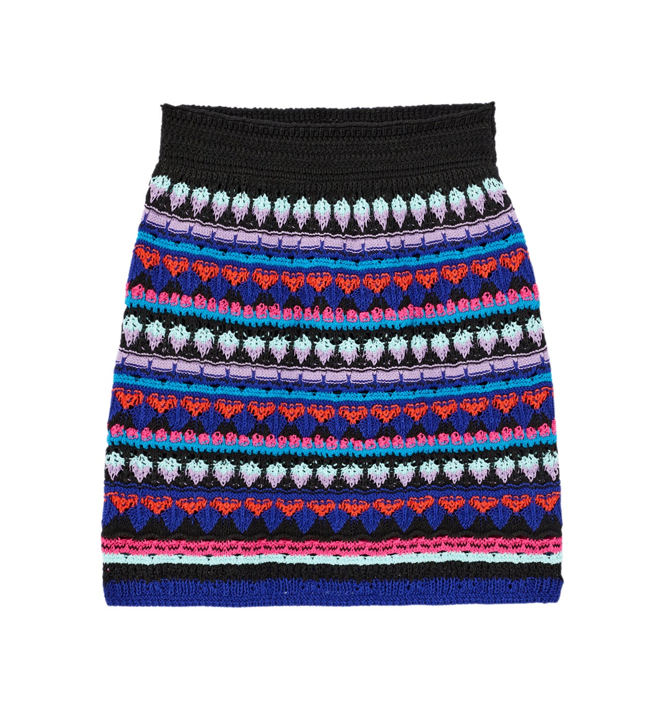 Jupe courte en crochet - Imprimé marine