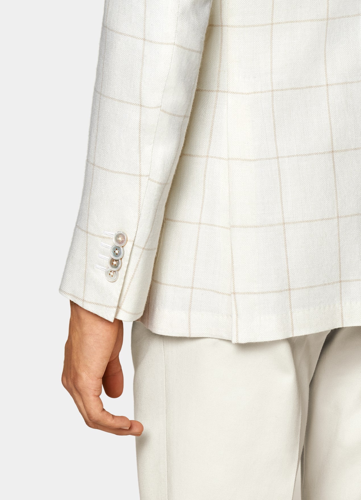 Blazer Havana coupe Tailored blanc cassé à carreaux