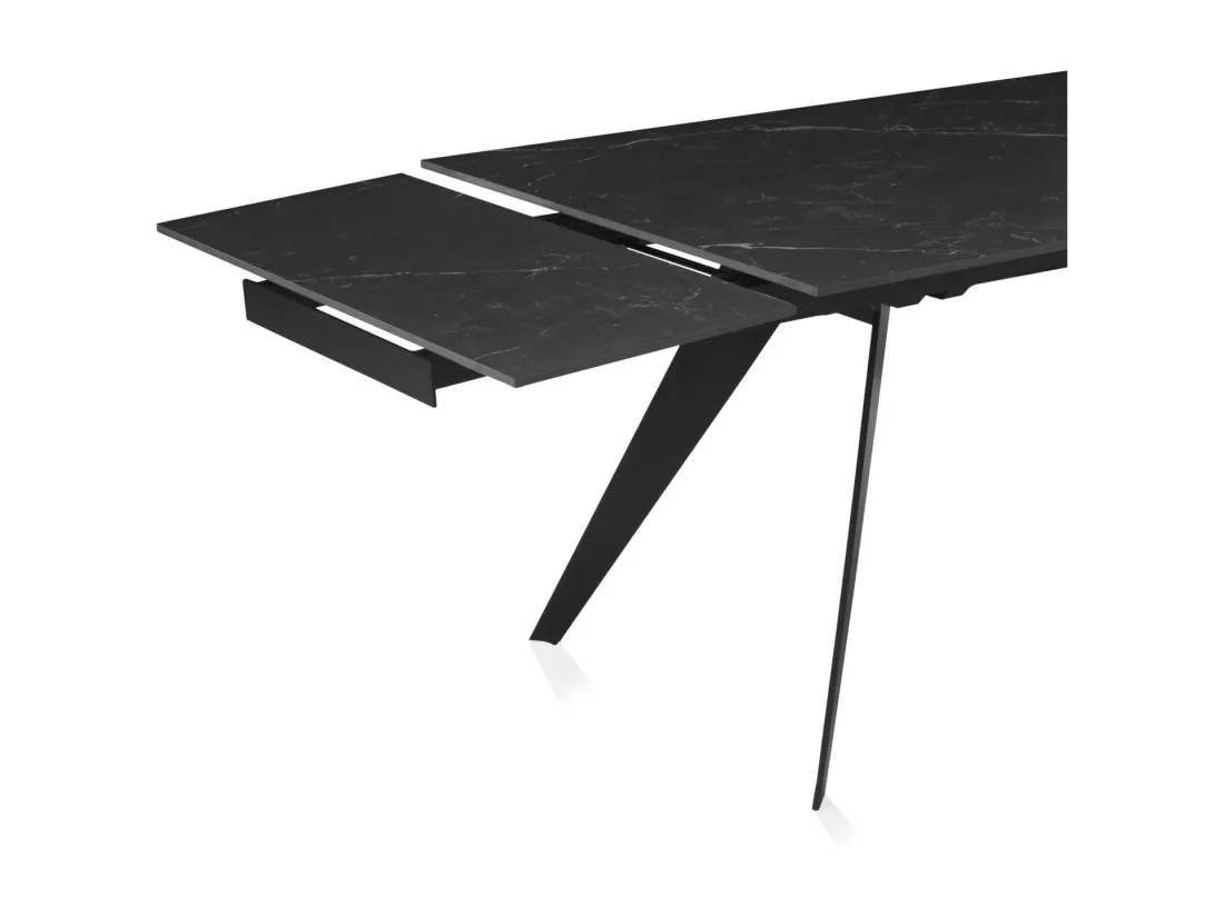Table à rallonge en céramique noire 180/260x95