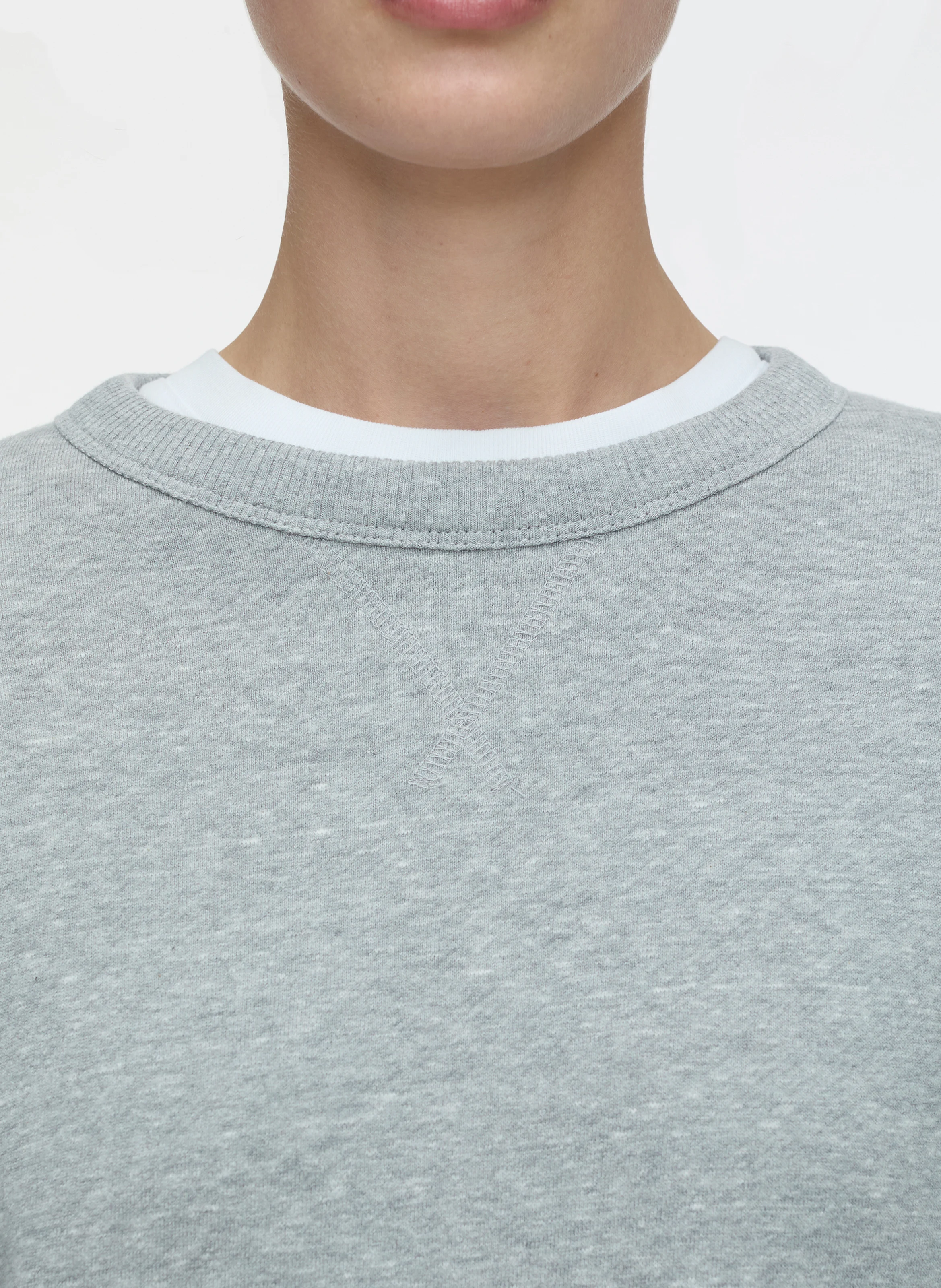 Sweat col rond en coton mélangé | Gris