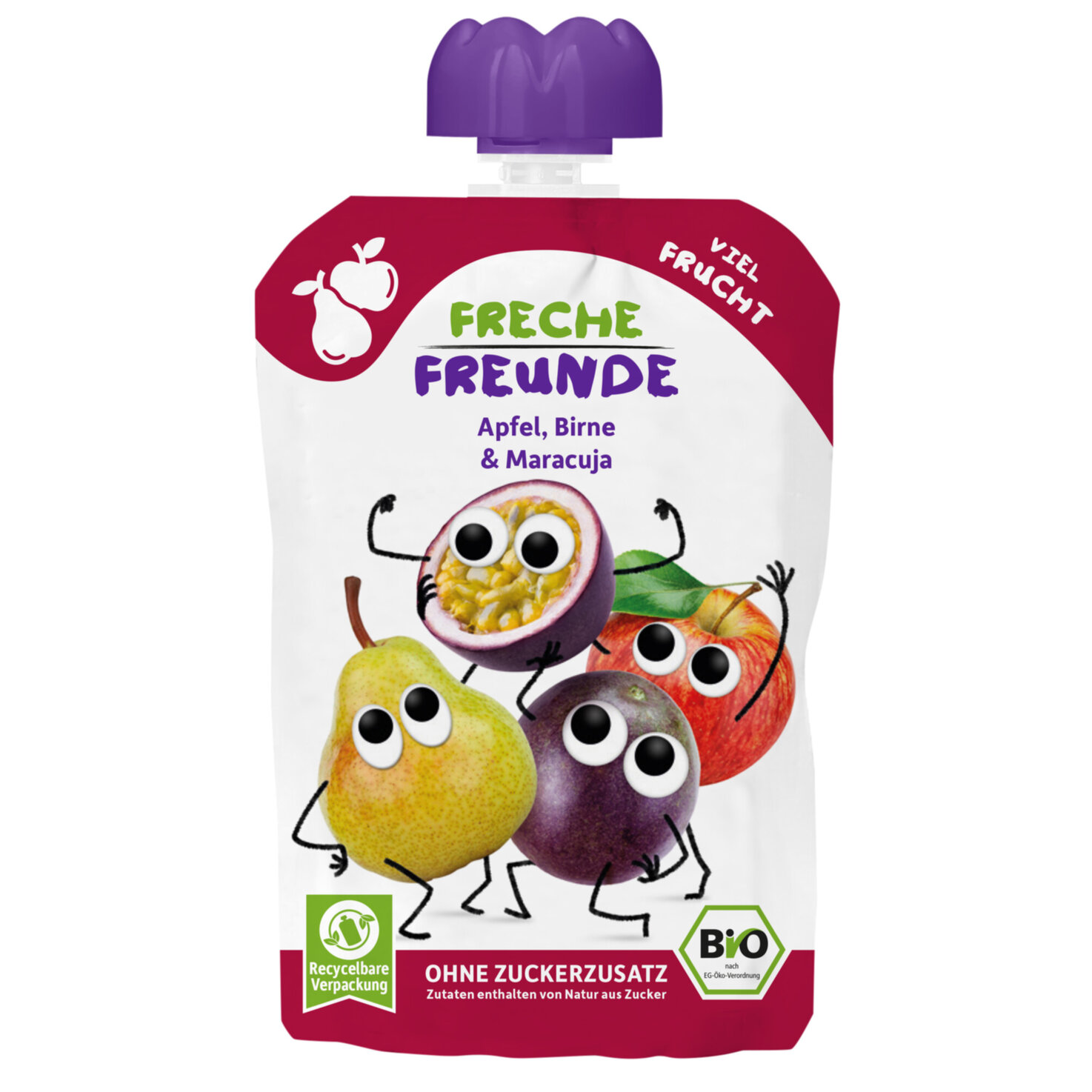 Freche Freunde Bio Quetschbeutel Apfel, Birne, Passionsfrucht 6+ Monate