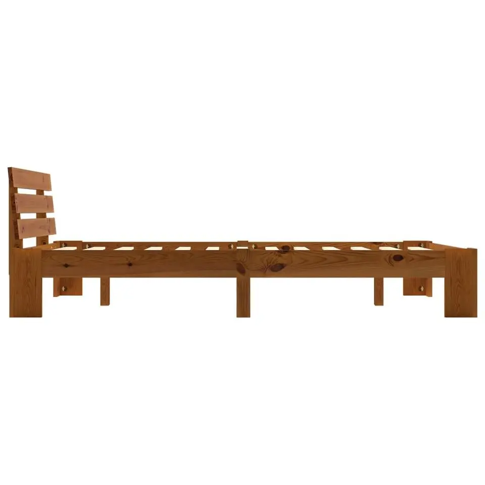 vidaXL - Bed frame met hoofdbord - Honingbruin - Grenenhout - 140x200 cm