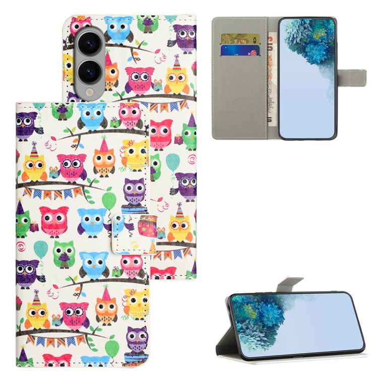 Samsung Galaxy S25 Edge Leder Tasche - Eulen Party