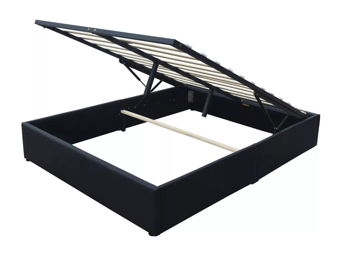Nuits D'or Solide Lit Coffre Gris + Pieds pour Matelas - Loris - Montage Rapide et Facile - revetement PVC Simili Facile