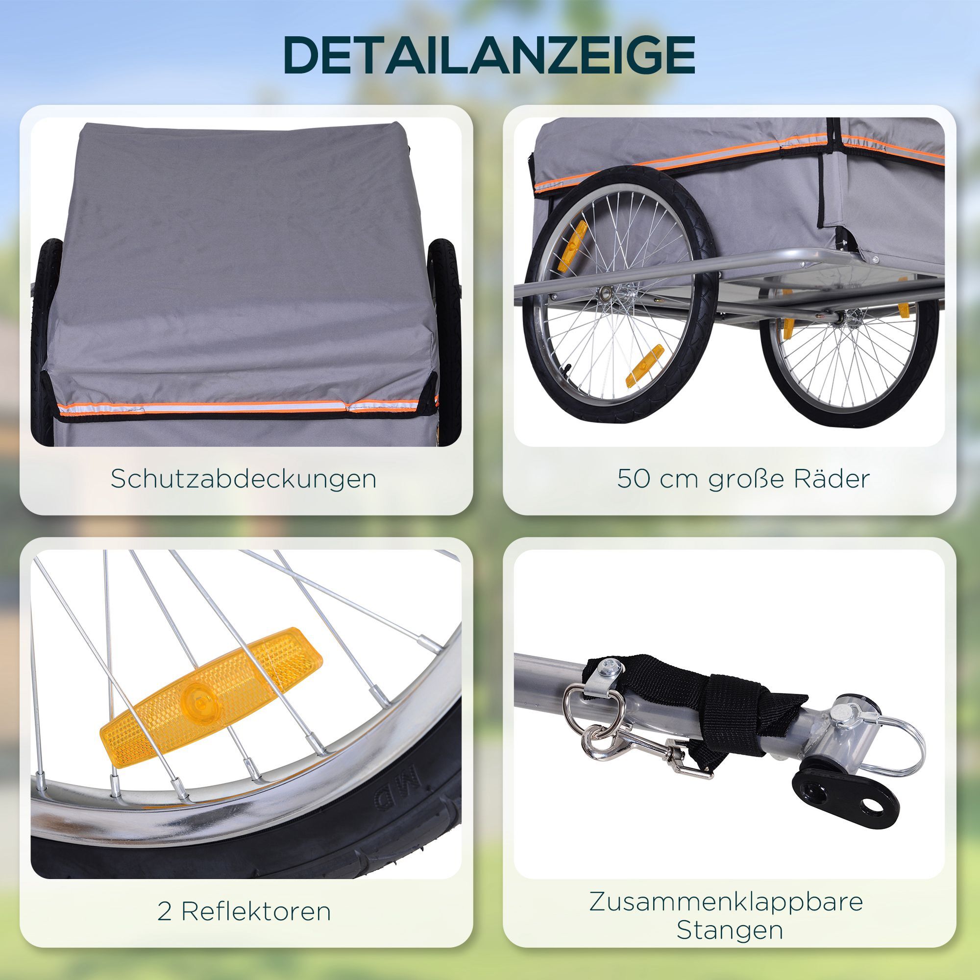 HOMCOM Transportanhänger inklusive Anhängerkupplung grau 140 x 88 x 60 cm (LxBxH)