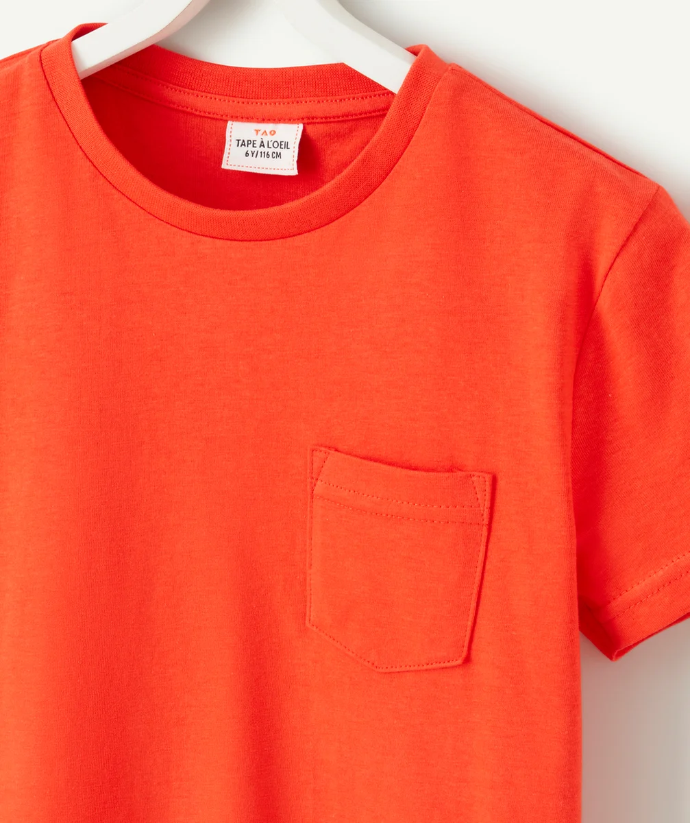 T-SHIRT MANCHES COURTES GARÇON ROUGE AVEC POCHE