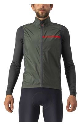 Gilet Coupe Vent Sans Manches Castelli Squadra Stretch Vert Kaki
