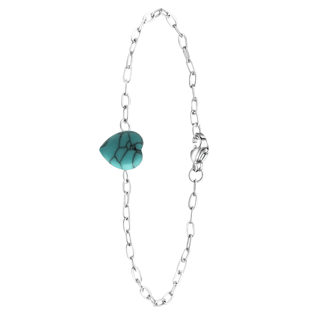 Stalen armband met hart turqouise
