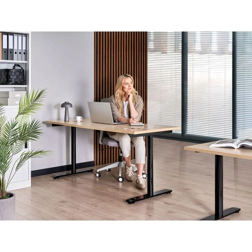 DESTINAS - Sta-bureau - Zwart/Lichtbruin - 160 x 72 cm - Vezelplaat