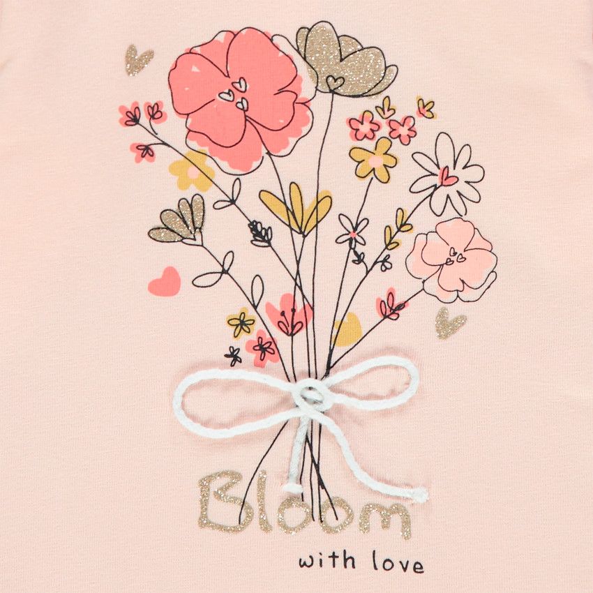 T-shirt manches longues print fantaisie pressionné au dos - Rose