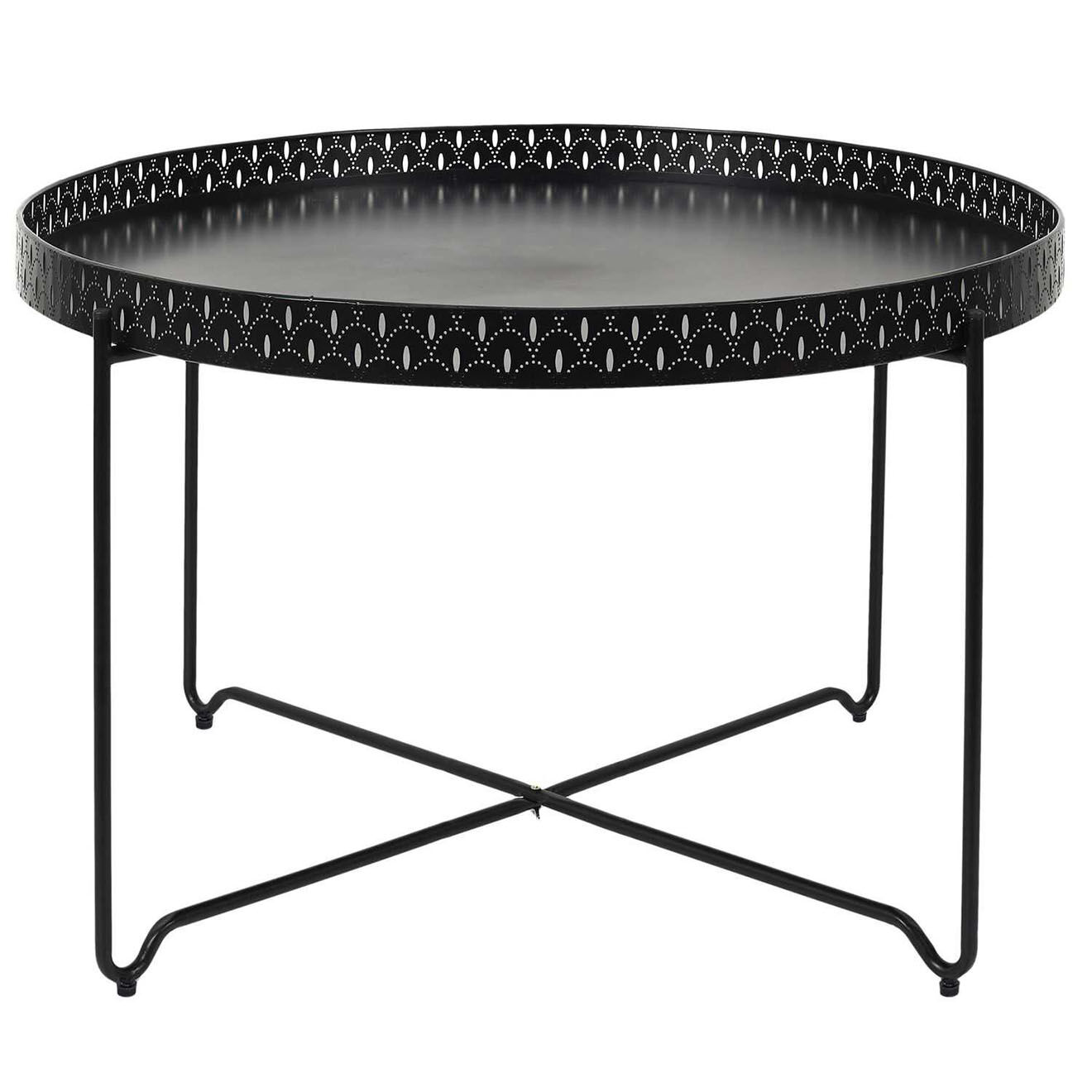 Home Deco Factory Table d'appoint plateau rond Seville noire - 78x48x78 cm