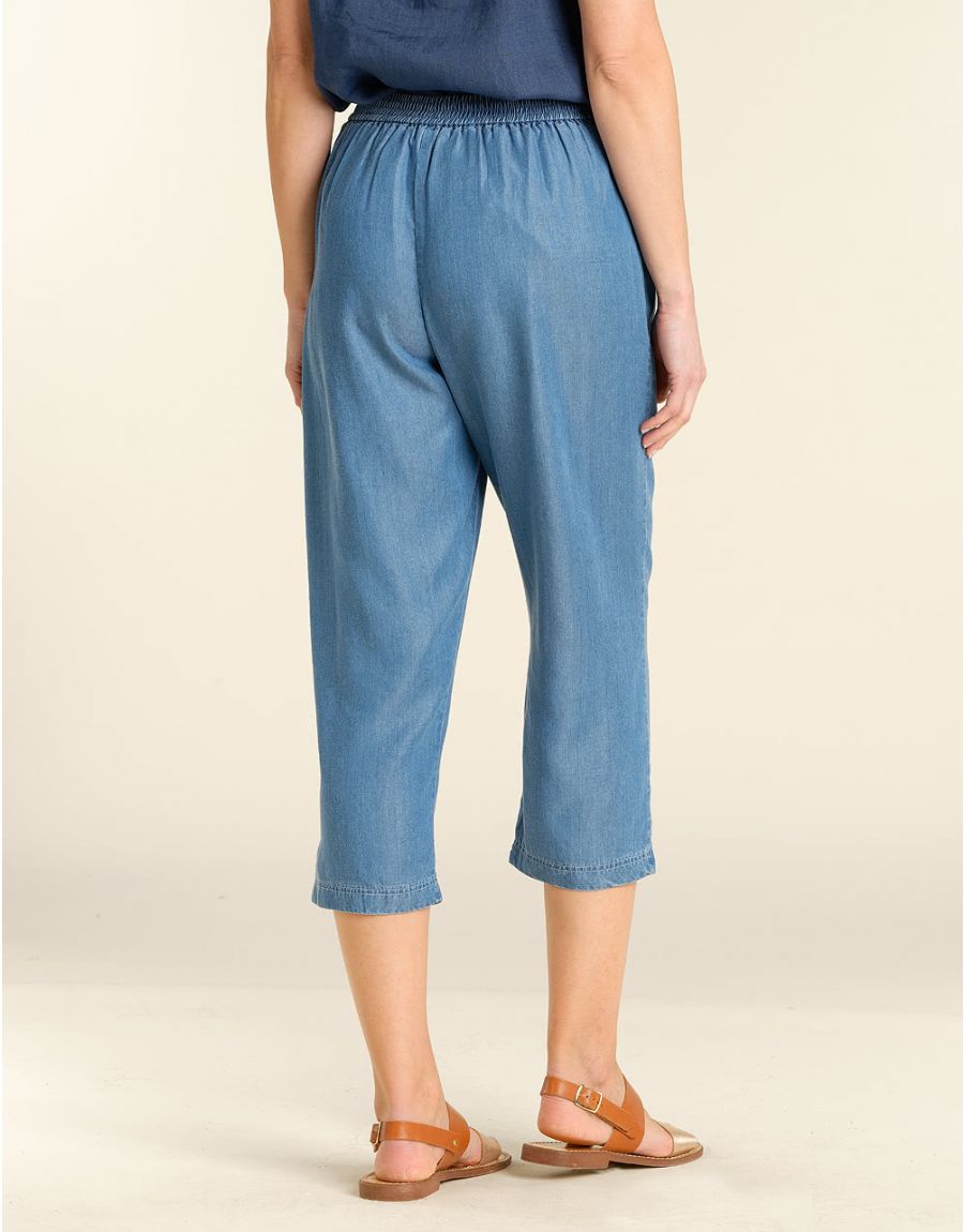 Pantacourt lyocell bleu