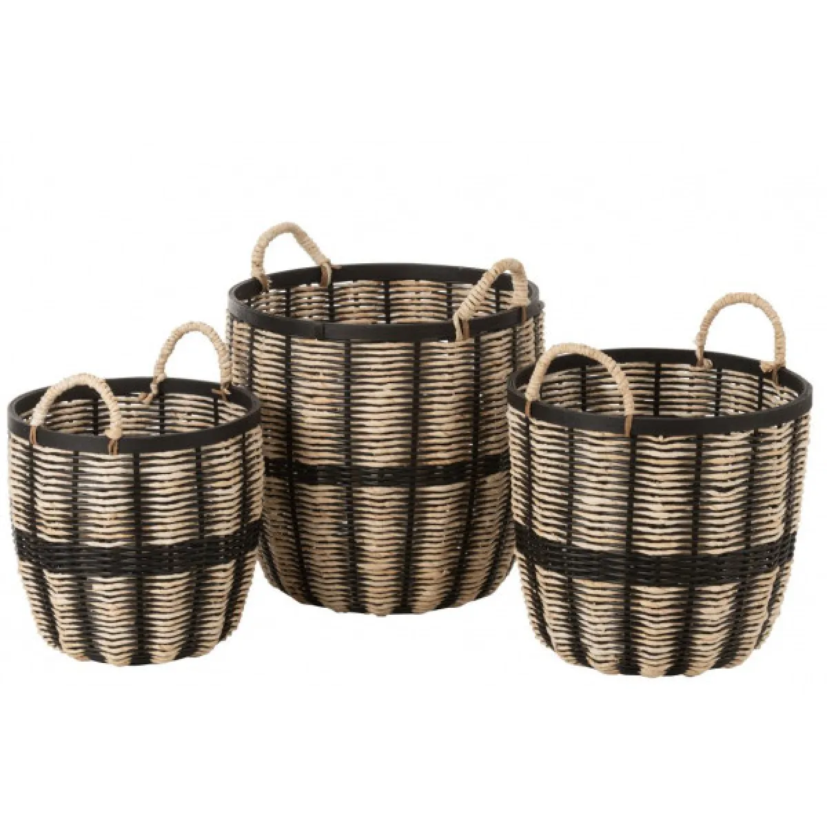 Dansmamaison Set de 3 Paniers Corde/Rotin
