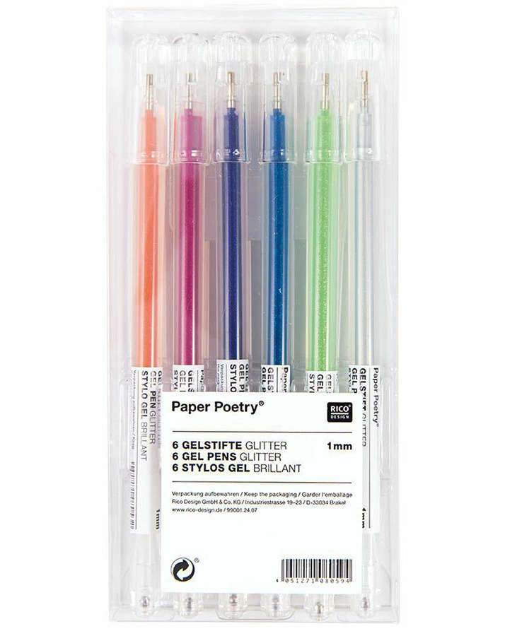 Gelstifte GLITZER 6er-Pack in bunt