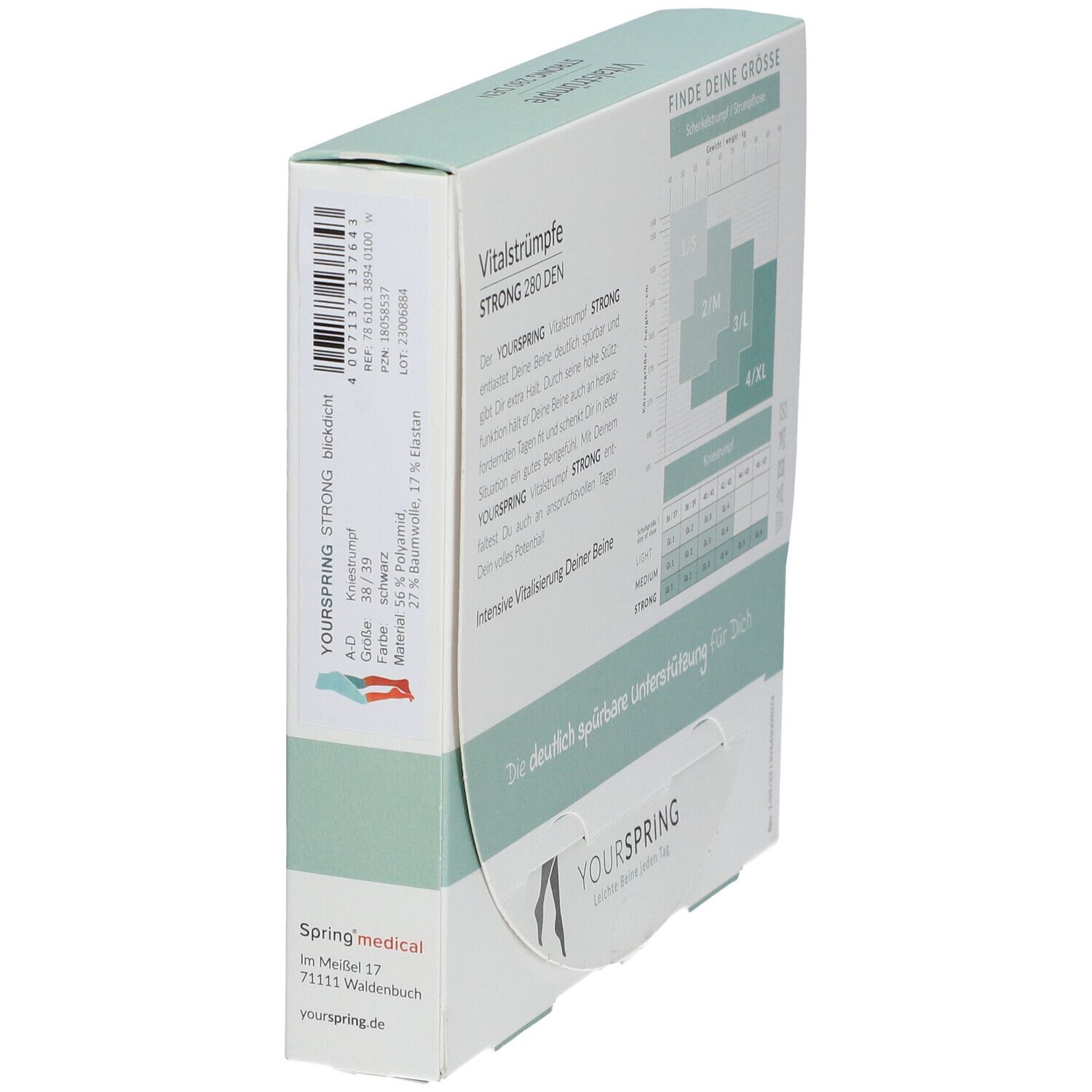 Spring® YOURSPRING STRONG Vital-Kniestrumpf Gr. 38/39 schwarz