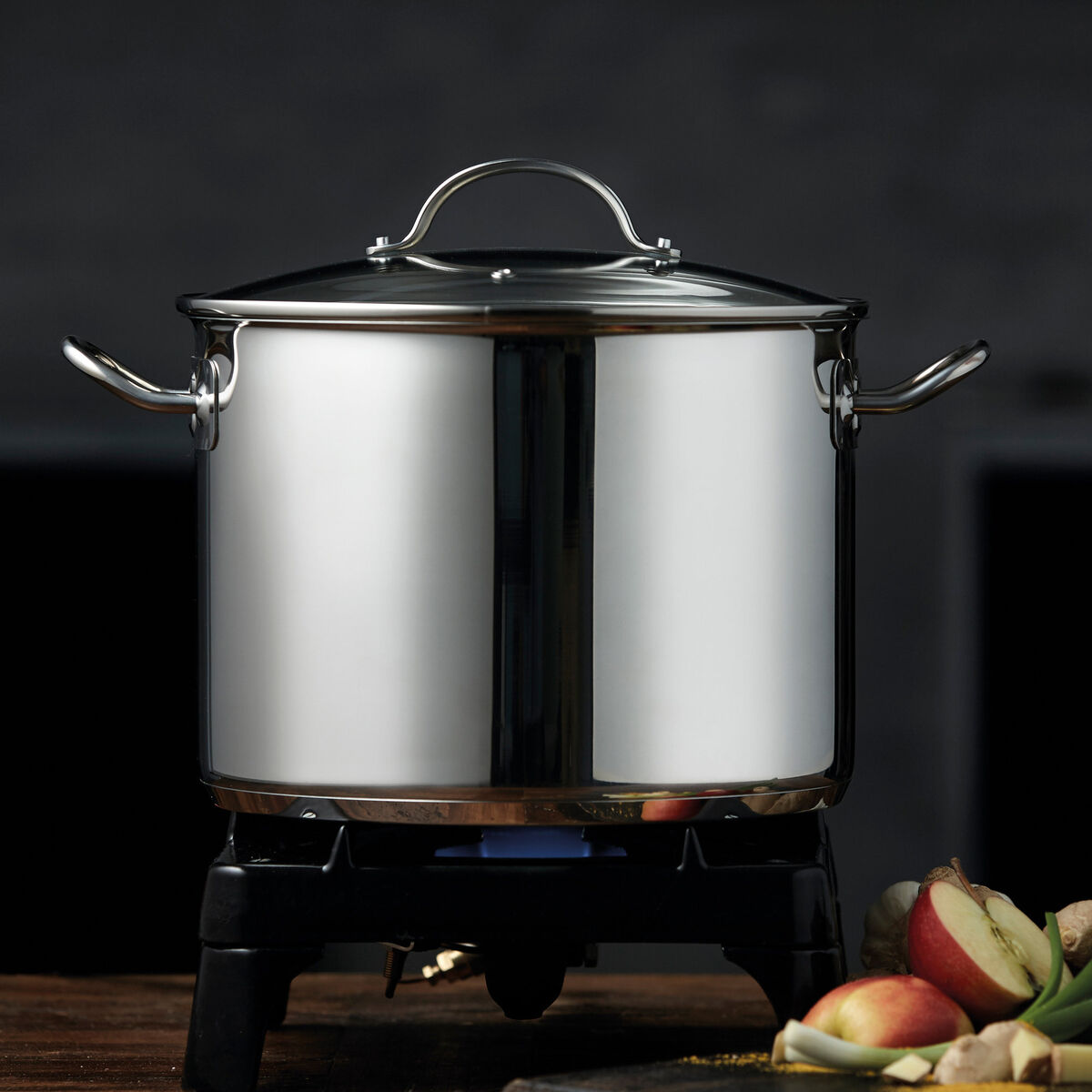 Stor Gryte 10 liter Rustfritt med Glasslokk