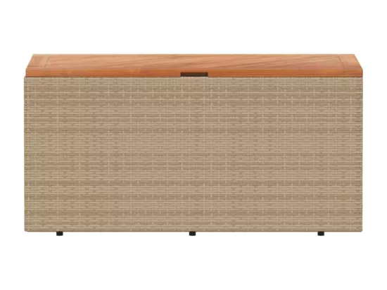 Boîte de rangement de jardin beige résine tressée bois d'acacia