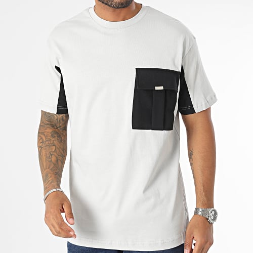 Tee Shirt A Poche Gris Noir