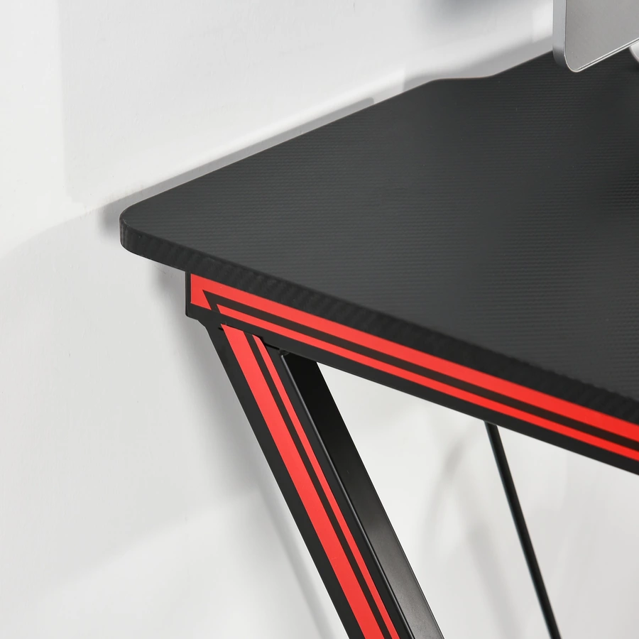 HOMCOM Gamingtisch mit Headset-Haken und Getränkehalter schwarz