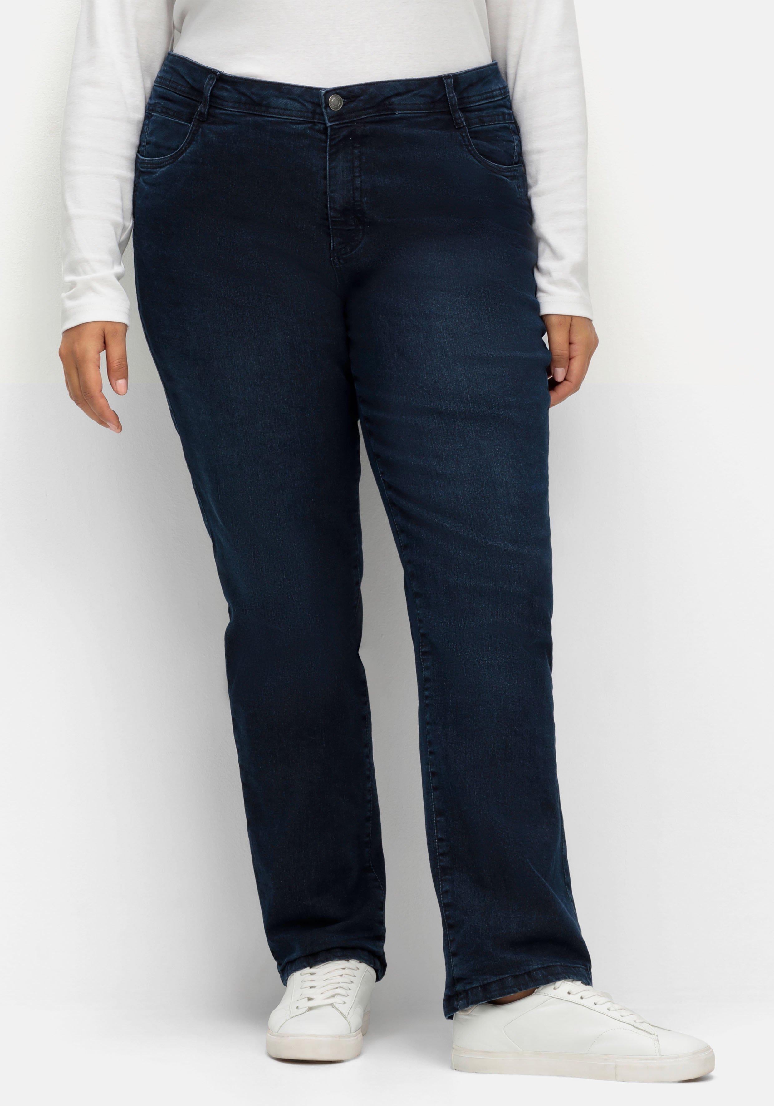 Gerade Jeans mit kariertem Thermo-Innenfutter