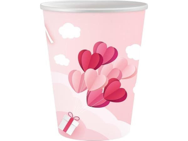 Kjærlighetspapirkopper 250ml 6stk