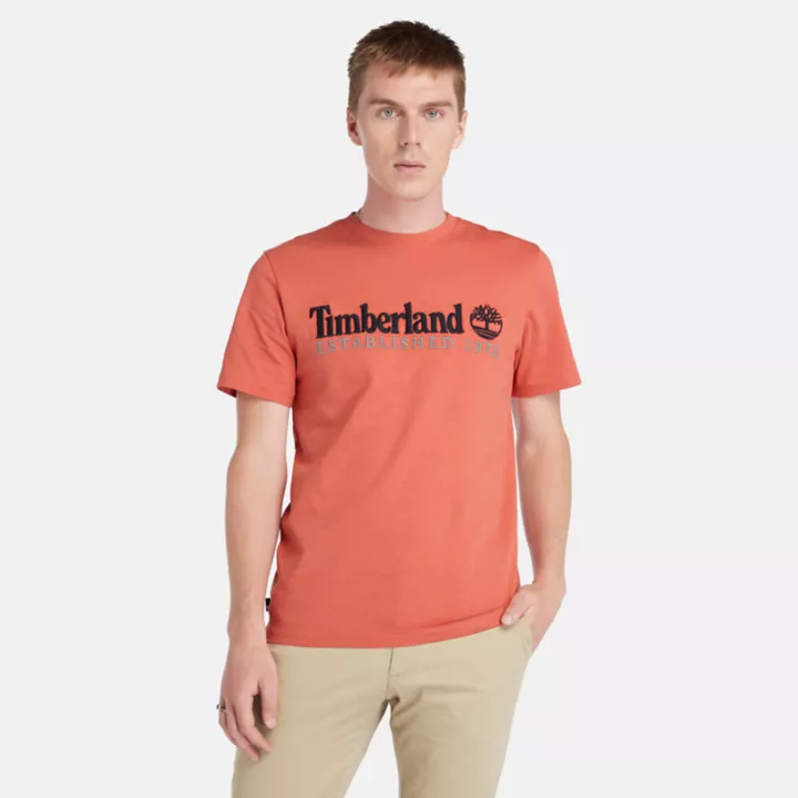 T-shirt à manches courtes et logo pour homme en orange