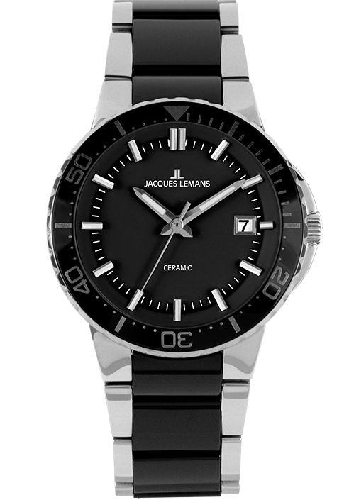 Jacques Lemans Damenuhr Colmar HighTech Ceramic schwarz