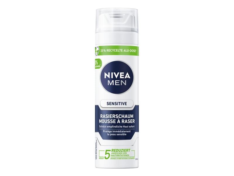 NIVEA MEN Rasierschaum Sensitive 200 ml Duftneutraler Rasierschaum schützt empfindliche Haut