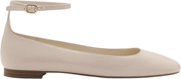 MANGO Patent leather-effect ballet flats Light beige