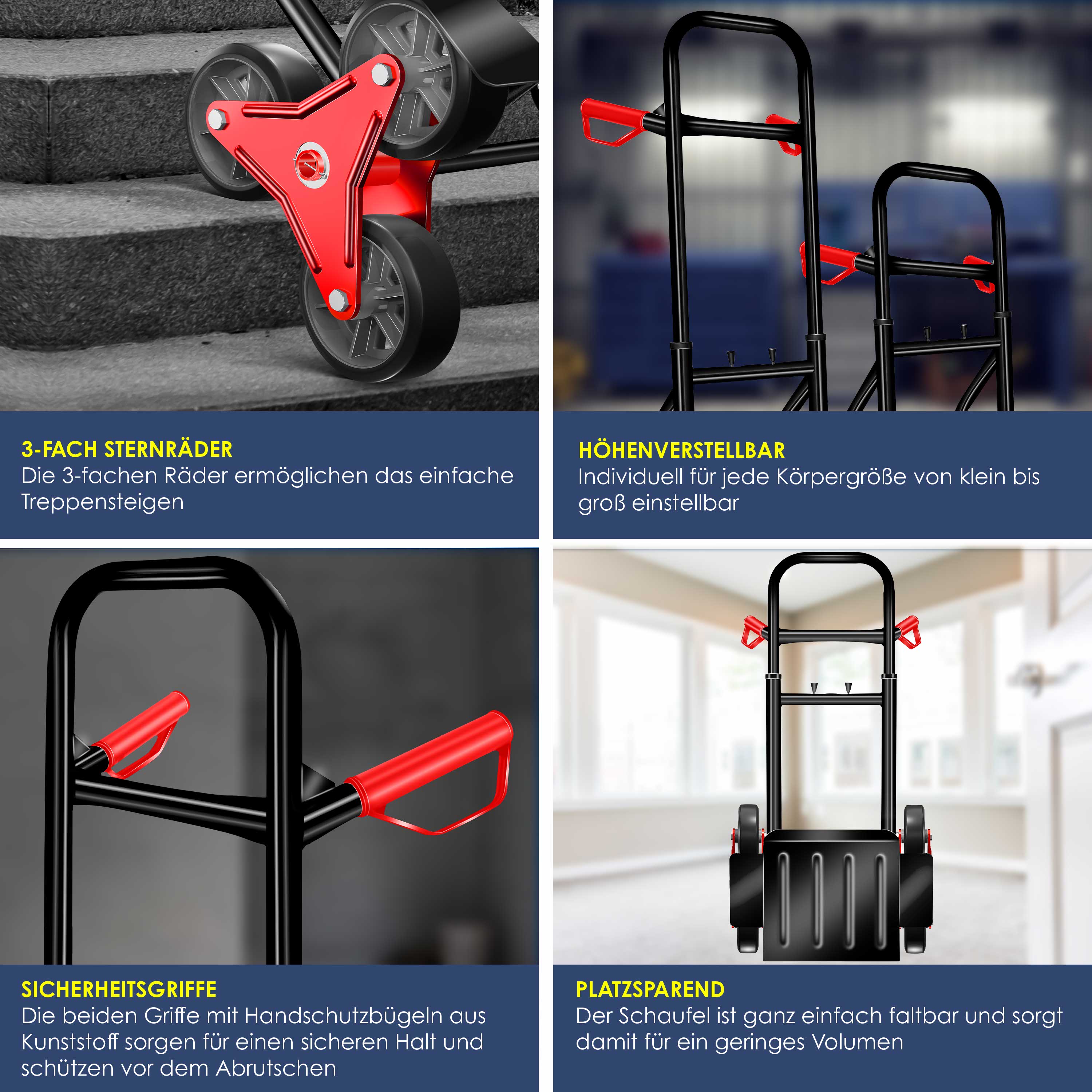 Masko® Treppenkarre Sackkarre 200kg Transportkarre Treppensteiger Stapelkarre