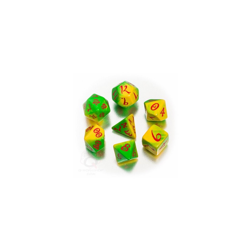 Set de dés jaune, vert & rouge Classic