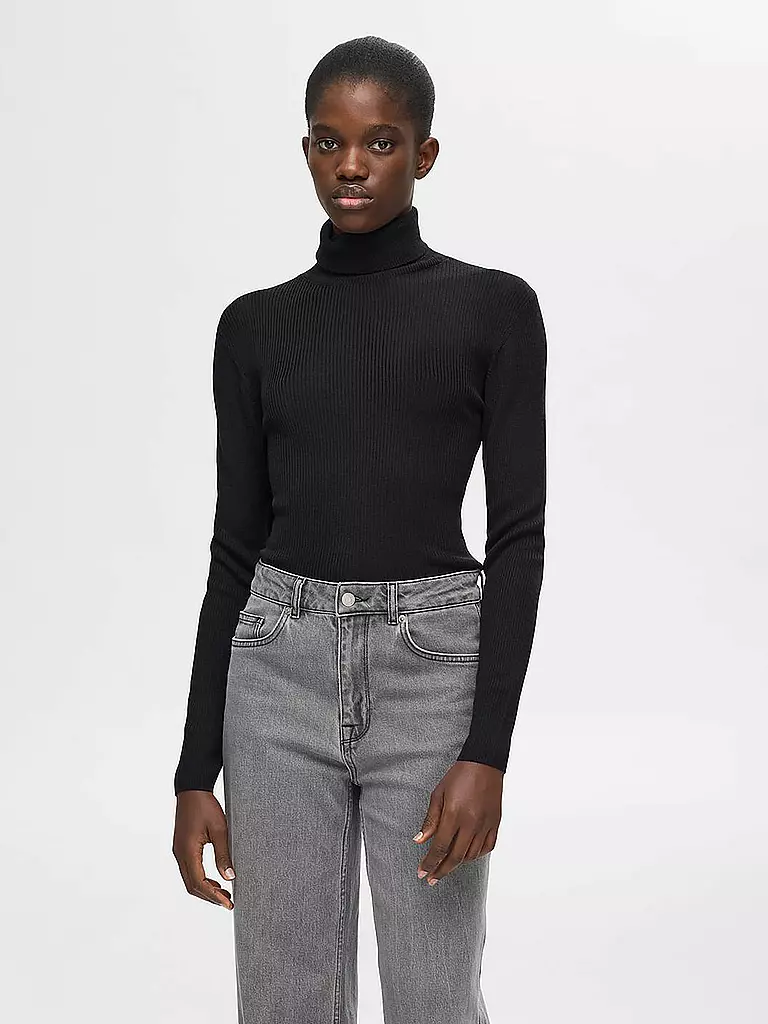 SELECTED FEMME Rollkragenpullover SLFNAJA schwarz