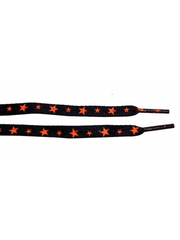 Lacets Noirs Etoiles Oranges - 115 cm
