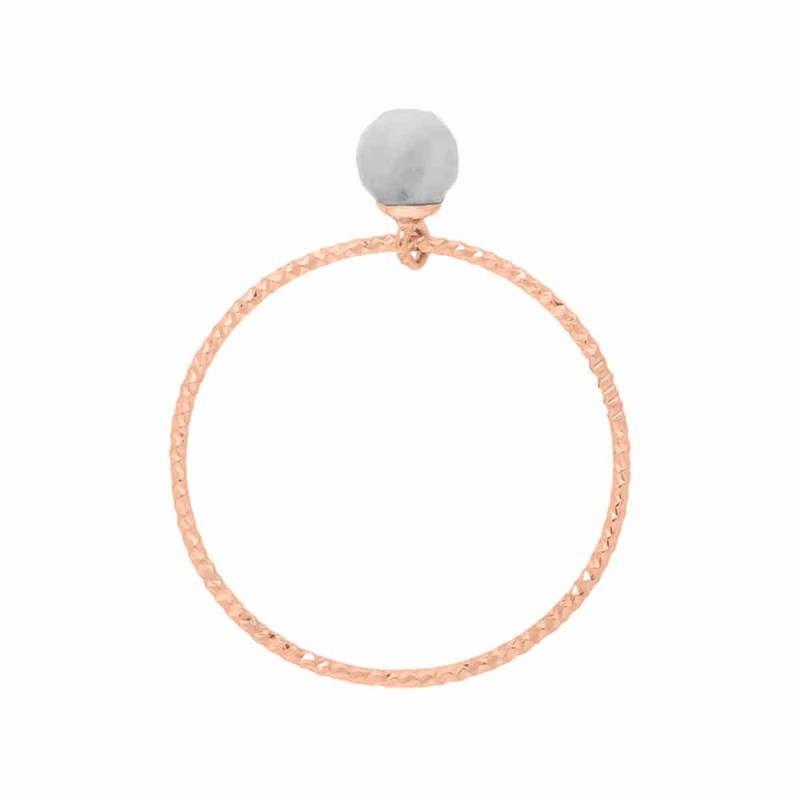 Bague Argent Rose Perle Pierre Grise