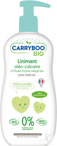 Carryboo Bioliniment Oléo-Calcaire À L'Huile D'Olive Bio Non Parfumé Flacon Pompe 450ml
