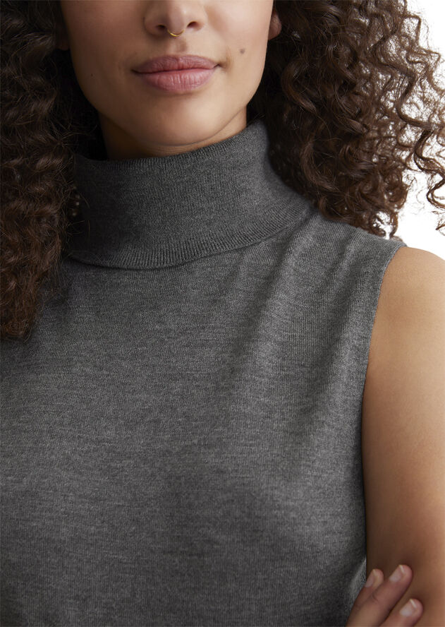 Marc O’Polo Wool Pullover sleeveless, turtleneck Deep grey melange