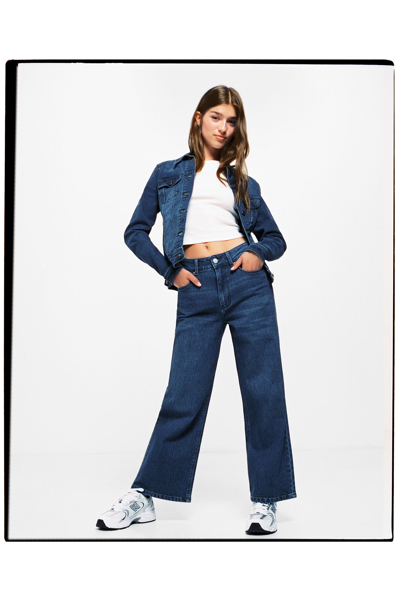 Calça Jeans Culotte com Lavagem Sustentável