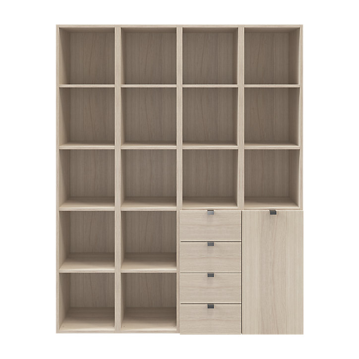 Étagère bibliothèque avec tiroirs et porte effet chêne GoodHome Atomia H. 187,5 x L. 150 x P. 37 cm