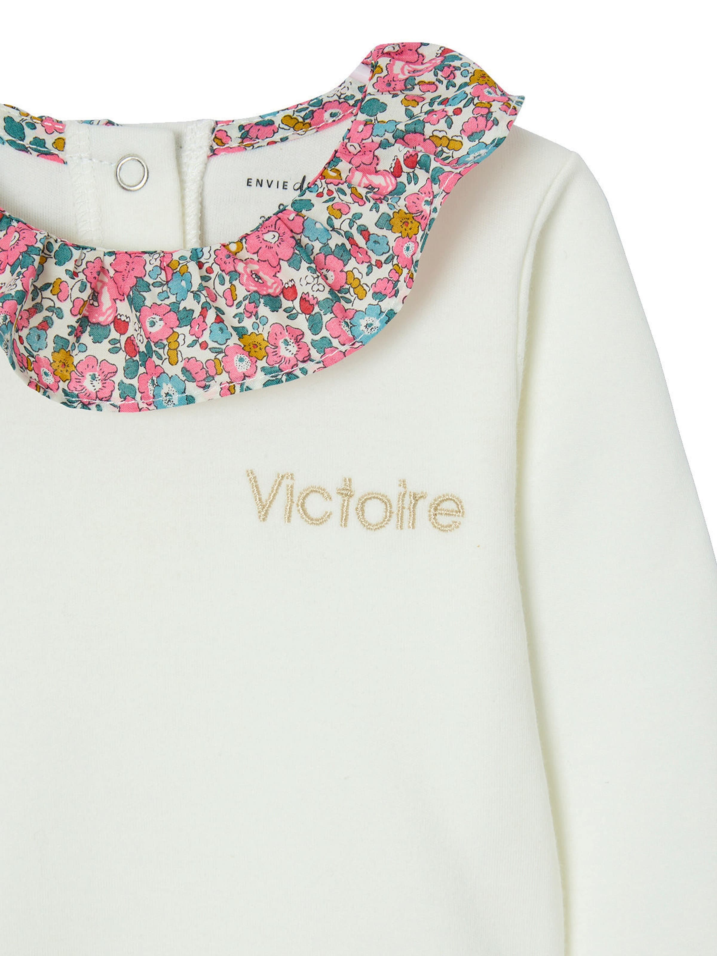 Envie de Fraise Bio-Kollektion: Mitwachsender Baby Body mit Liberty-Kragen wollweiß