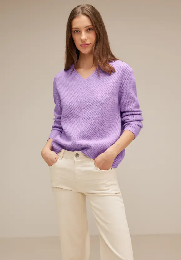 Pullover im Grobstrick - soft pure lilac melange