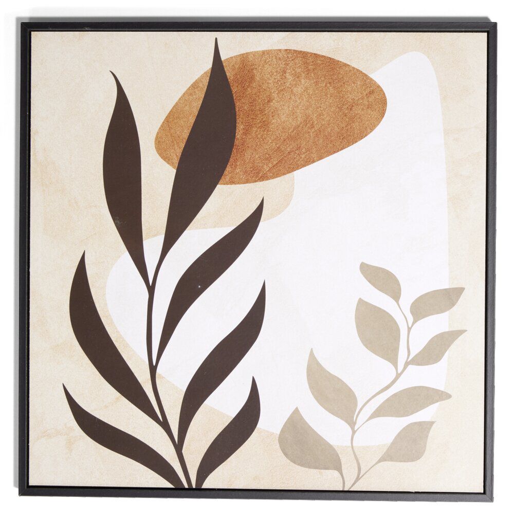 Cadre déco en bois motif abstrait feuillage 30x30cm