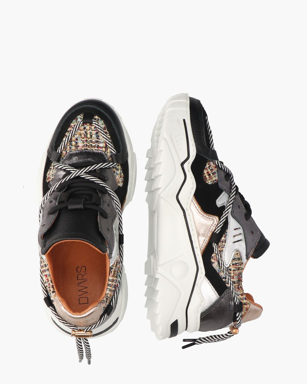 DWRS Label Jupiter Tweed Zwart/Multicolor Damessneakers