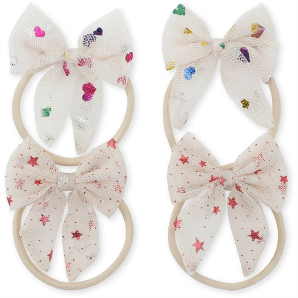 Elastik Tulle Bowtie 4-pak Heart Of Gold Multi/Etoile Pink Sparkle