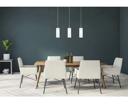 Hanglamp, 3-lichts, HxL 110x72 cm, satijn/wit