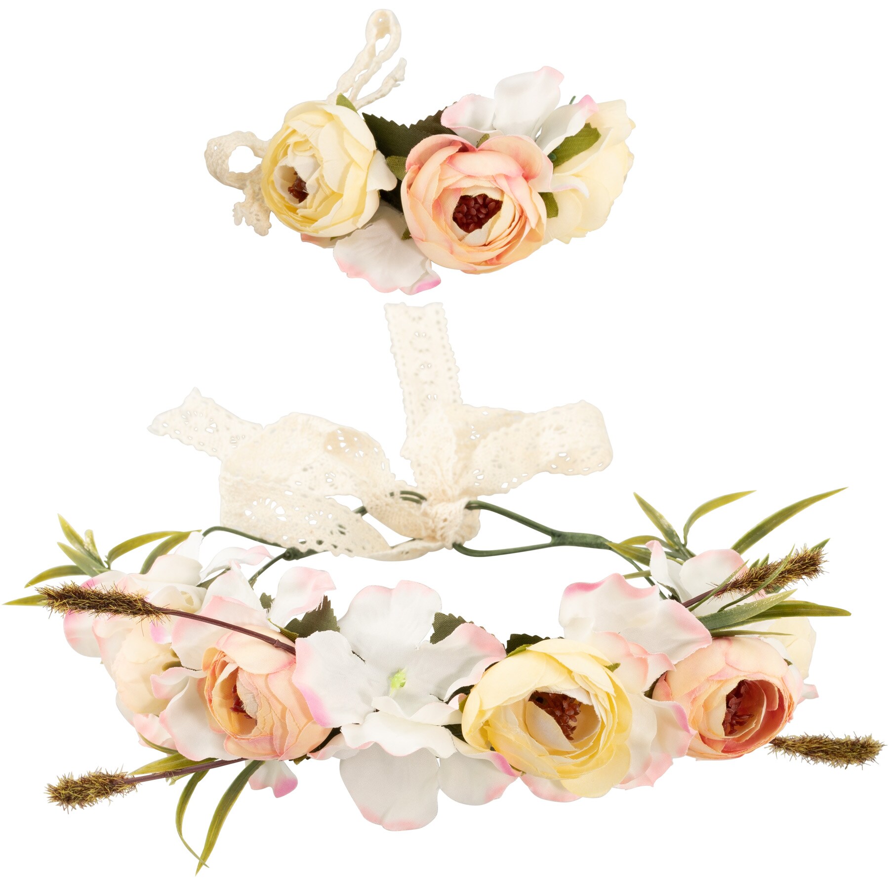 tectake® Blumenkranz und Armreif Berglust