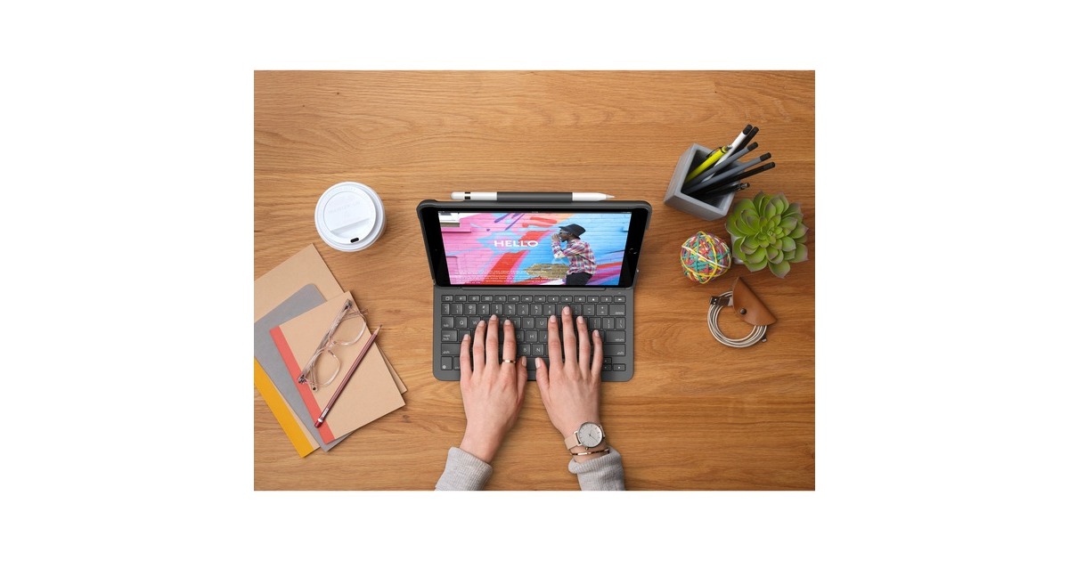 LogitechSlim Folio voor iPad (7e generatie) tablethoes  (Zwart, Bluetooth Low Energy)