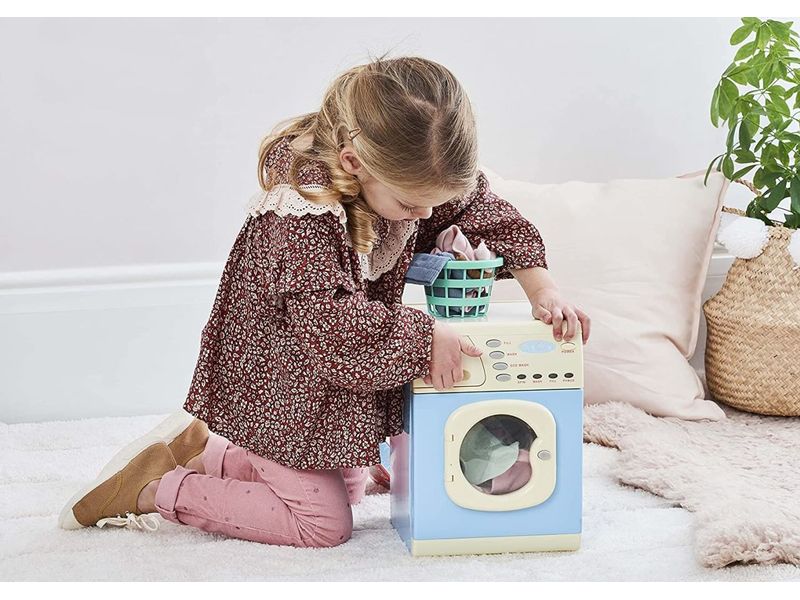 Casdon Spiel-Haushaltsgerät Waschmaschine Blau Spielzeug-Waschmaschine mit Lichtern und Tasten