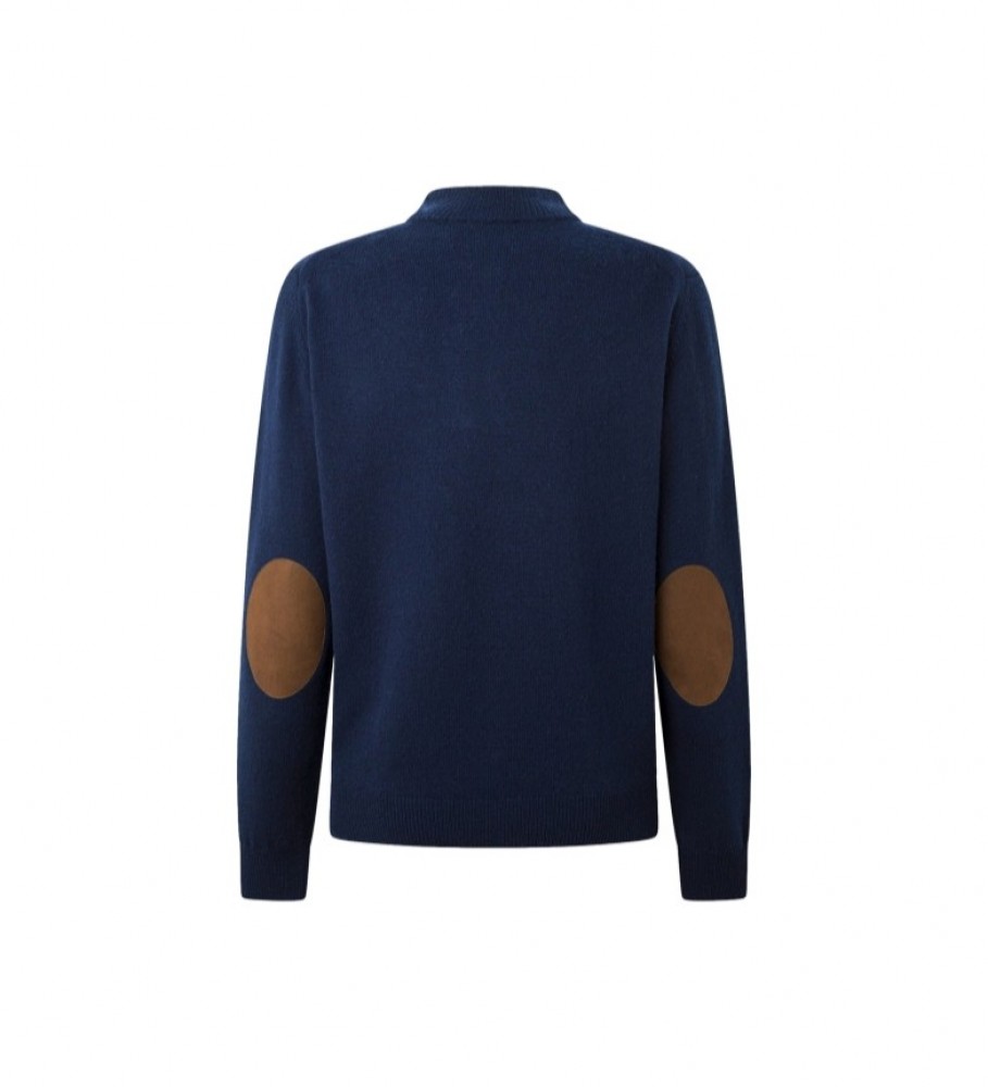 Hackett Jersey Lambswoo Hzip Navy